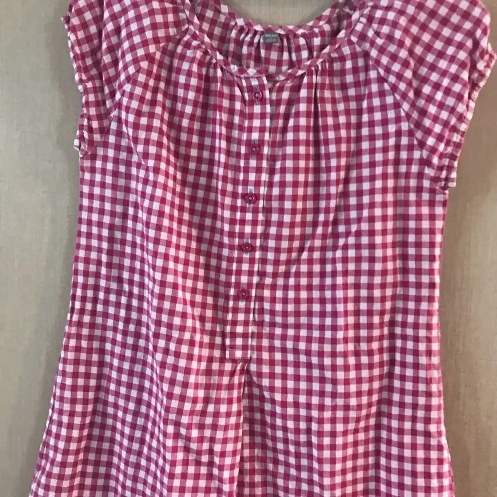Uniqlo Girls Size 11 Pink White Checkered Dress